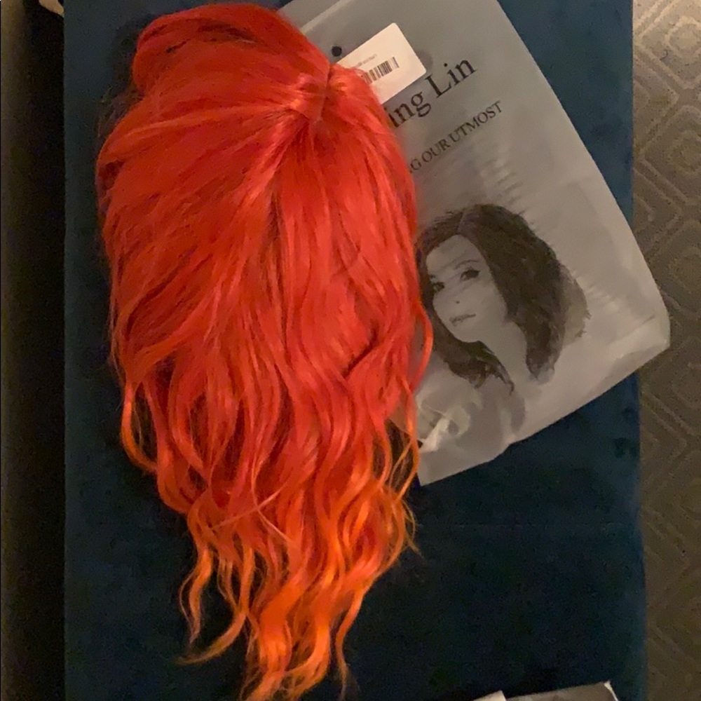 Fire red long bob wig